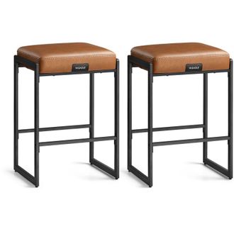 Vasagle EKHO Collezione - Sgabelli Cucina, Set da 2 Sgabelli da Bar, PU con Cuciture, Moderno di Met&agrave; Secolo, Altezza 66 cm, Sala da Pranzo, Facile