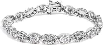 House of Brilliance 10K White Gold 2.0 Cttw Diamond Milgrain Cluster Link Bracelet