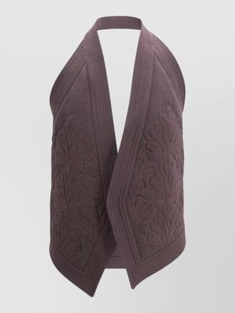 Alberta Ferretti quilted halterneck gilet embroidered open back