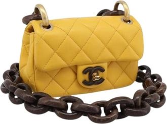 Chanel Pre-owned Vintage Mini Shoulder Bag - Dames - Vintage Mini Tas - Geel - ONE Size - Leer - Vintage