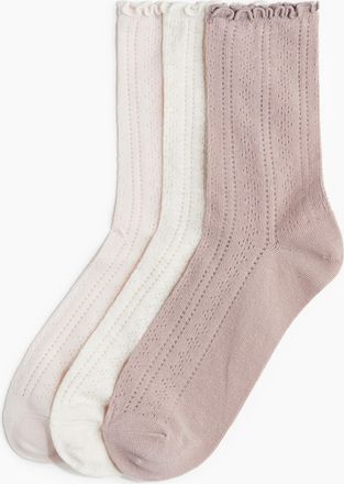 H&M 3er-Pack Pointellestrick-Socken - Beige
