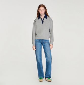 Sandro Jumper with denim collar