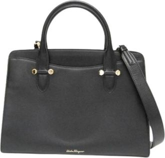 Ferragamo Pre-owned Handbags, female, Black, Size: ONE SIZE Pre-owned Leather Shoulder Bag