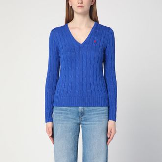 Polo Ralph Lauren Electric Blue Cotton Cable Knit Jumper
