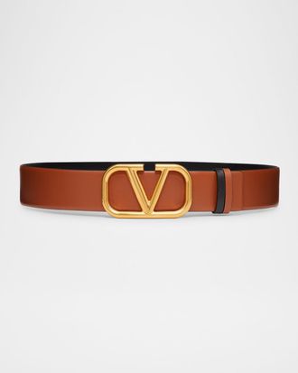 Valentino Garavani VLogo Signature Reversible Leather Belt, 40mm