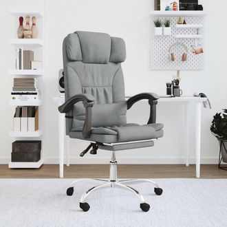 vidaXL Silla De Oficina Reclinable Con Masaje De Tela Gris Claro Vidaxl