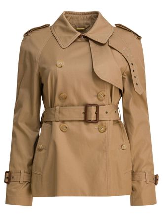Chlo&eacute; korte trenchcoat van katoengabardine