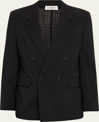 Frame Denim Mens Tropical Wool Double-Breasted Blazer