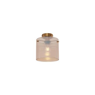 QAZQA Qazqa - Art D&eacute;co L&aacute;mpara De Techo Art D&eacute;co De Lat&oacute;n Con Cristal &Aacute;mbar - Laura Vidrio /met&aacute;lica Redonda Adecuado Para Led Max. 1 X 15 Watt