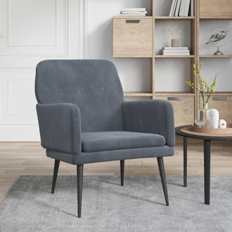 vidaXL Sill&oacute;n De Terciopelo Gris Oscuro 62x79x79 Cm Vidaxl