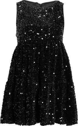 All in Favor Sequin Tiered Minidress in Black at Nordstrom, Size X-Large
