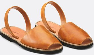 Minorquines Leren sandalen met platte hak Avarca