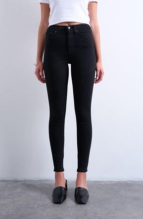 Topshop Jamie High Waist Skinny Jeans in Black at Nordstrom, Size 34 X 30