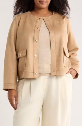 JANE + MERCER Buttoned Faux Suede Jacket in Tan at Nordstrom Rack, Size 1 X