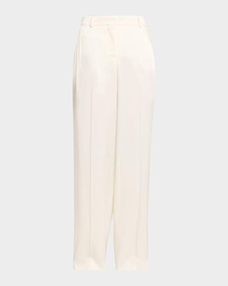 Stella McCartney Dropped-Waist Satin Straight-Leg Trousers
