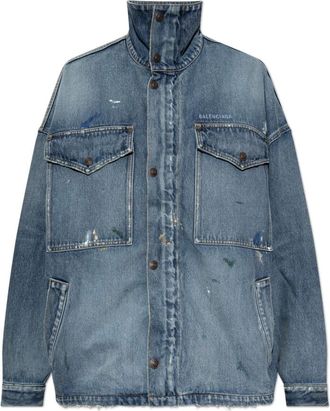 Balenciaga Vintage-effect denim jack - Dames - Jassen - Blauw - Maat: XS Denim