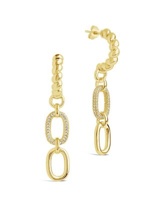 Sterling Forever 14K Plated Cz Andi Drop Hoops