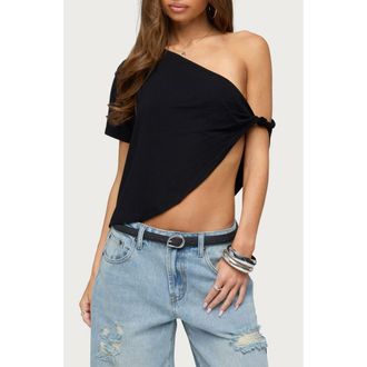 Edikted Asymmetric One-Shoulder Top in Black at Nordstrom, Size X-Small