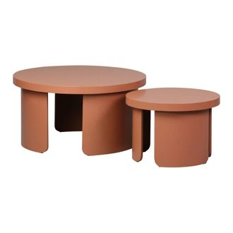 Sweeek Mesas de centro nido redondas, set de 2, terracota