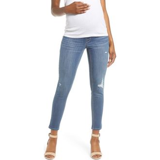 1822 Denim Distressed Ankle Maternity Skinny Jeans in Christina at Nordstrom, Size 24