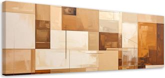 Feeby Cuadro Sobre Lienzo, Formas Geom&eacute;tricas Abstractas En Beige, 120x40