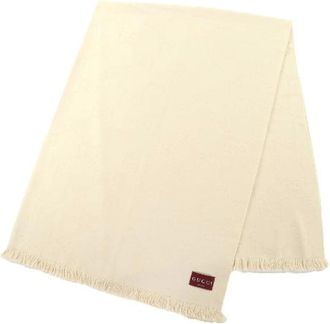 Gucci Pre-owned Scarves, female, Beige, Size: ONE SIZE Pre-owned Wool Scarf
