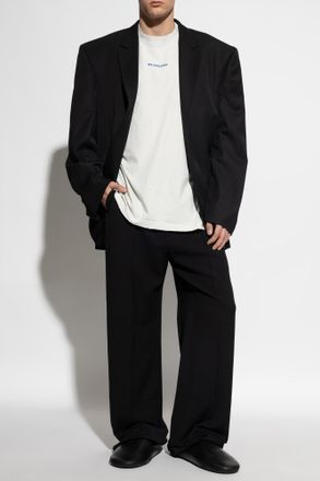 Balenciaga Oversize Blazer Made Of Combined Materials, Mens, Black