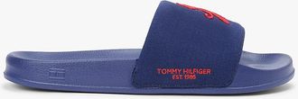 Tommy Hilfiger Mens Script Monogram Canvas Pool Slide - Navy - US 11.5 / EU 45