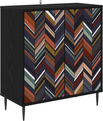 vidaXL Aparador Ommen Roble Negro 69 X 33 X 76 Cm Madera De Ingenier&iacute;a Vidaxl