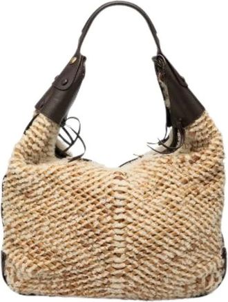 Ferragamo Pre-owned Shoulder Bags, female, Beige, Size: ONE SIZE Pre-owned Leather Shoulder Bag