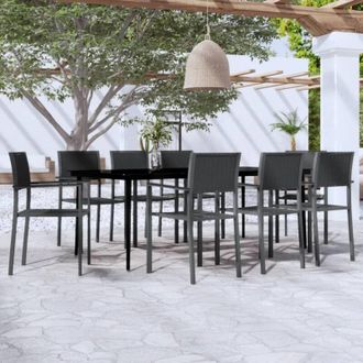 vidaXL Juego De Comedor Para Jard&iacute;n 9 Piezas Negro Vidaxl