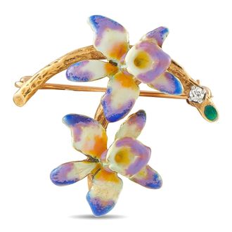 Luxury Bazaar 14K Yellow Gold Enamel Pin MF23-080326