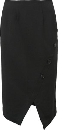 IRIS & INK Asymmetrical Midi Pencil Skirt in Black Wool