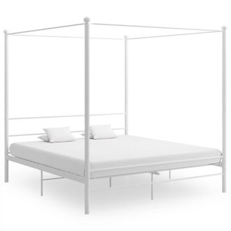 vidaXL Estructura De Cama Con Dosel Sin Colch&oacute;n Metal Blanco 180x200cm Vidaxl