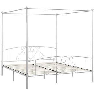 Berkfield Home Canopy Bed Frame White Metal 6FT Super King