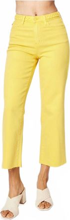 Judy Blue High Waist Braided Capri Crop Pant In Yellow