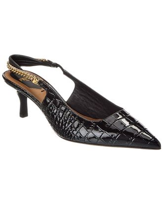 Fendi Fendi Colibri Lite Croc-Embossed Patent Slingback Pump