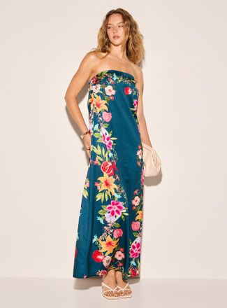 Icone Womens Satiny floral tube dress