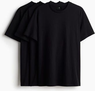 H&M 3-pack regular fit t-shirts in Black at Nordstrom, Size Xx-Large