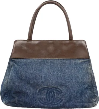 Chanel Blue Brown Denim Tote Bag (Pre-Owned)