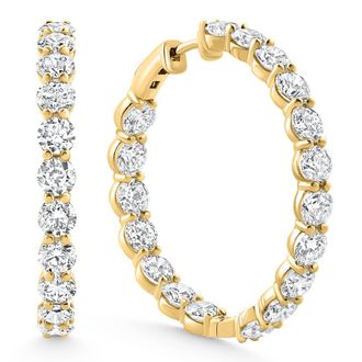 Pompeii3 10Ct TW Round Diamond Inside Outside Hoops Vault Lock 14k Yellow Gold Lab Grown Size: 1.25 Tall