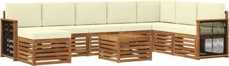 vidaXL Conjunto De Sof&aacute;s De Exterior 9 Uds. Natural Y Crema Vidaxl