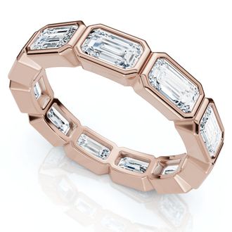 Pompeii3 3Ct Emerald Cut Diamond East West Eternity Ring 14k Gold or Platinum Lab Grown