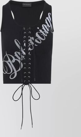 Balenciaga lace up knit sleeveless ribbed top