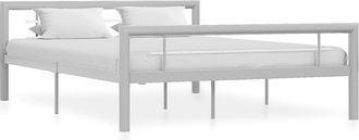 vidaXL Estructura De Cama Sin Colch&oacute;n Metal Gris Y Blanco 140x200 Cm Vidaxl