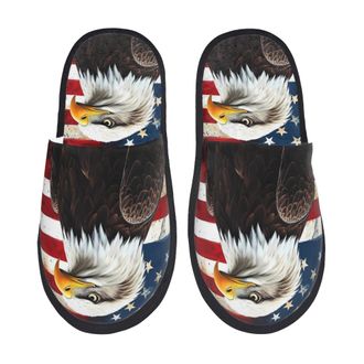 Generic Fleece Slippers Retro America Eagle Furry Slippers Cozy House Shoes For Ladies Room Indoor M