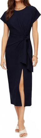 Fifteen Twenty Marissa Side-Knot Midi Dress In Navy