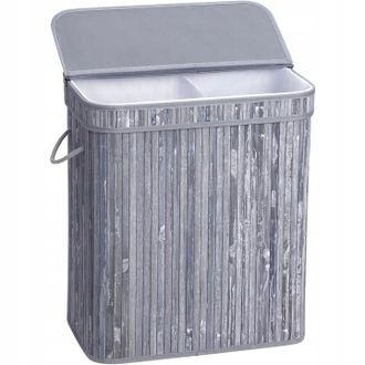 OEM Cesta De Bamb&uacute; Para La Ropa Interior Y Juguetes, Contenedor De Dos Compartimentos Con Tapa
