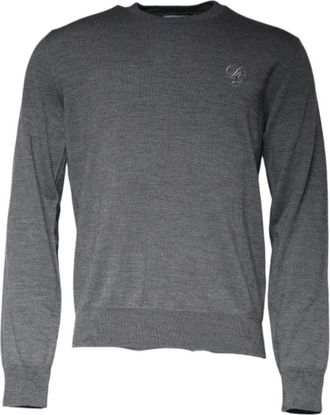 Dolce & Gabbana Crew Neck Jumper - Heren - Ronde hals truien - Grijs - L - Wol - Truien & Vesten