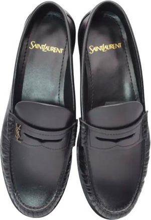 Saint Laurent Black Leather Moccasins Size 40
